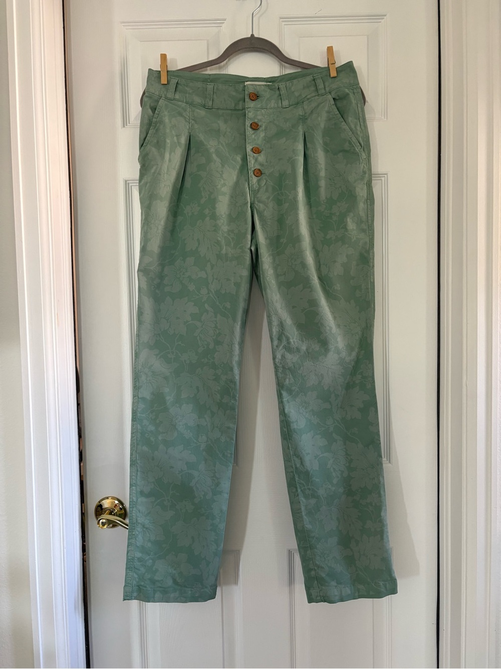 SUNDANCE BASTILLE EASY PANT TROUSER WOMENS SZ 8 LIGHT GREEN FLORAL ACTIVE CASUAL